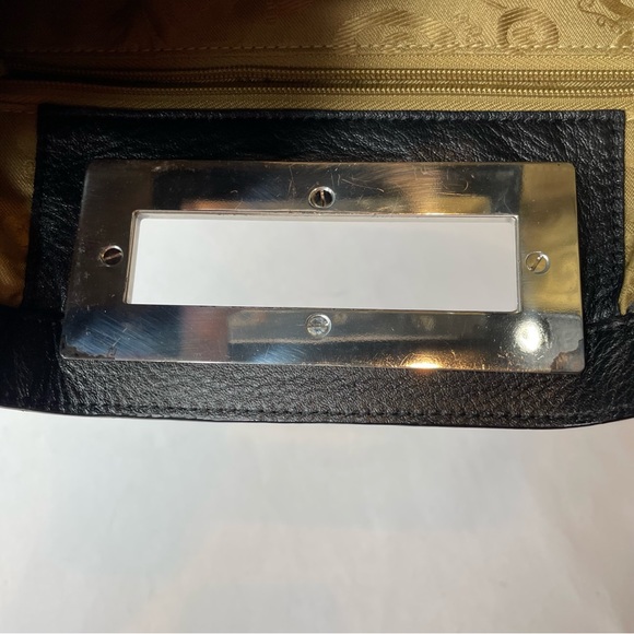 Vintage Brighton Croc Embossed Black Leather Magnetic Close Clutch - Picture 9 of 15